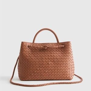 Quince Women's Woven Leather Tote Bag in Brown